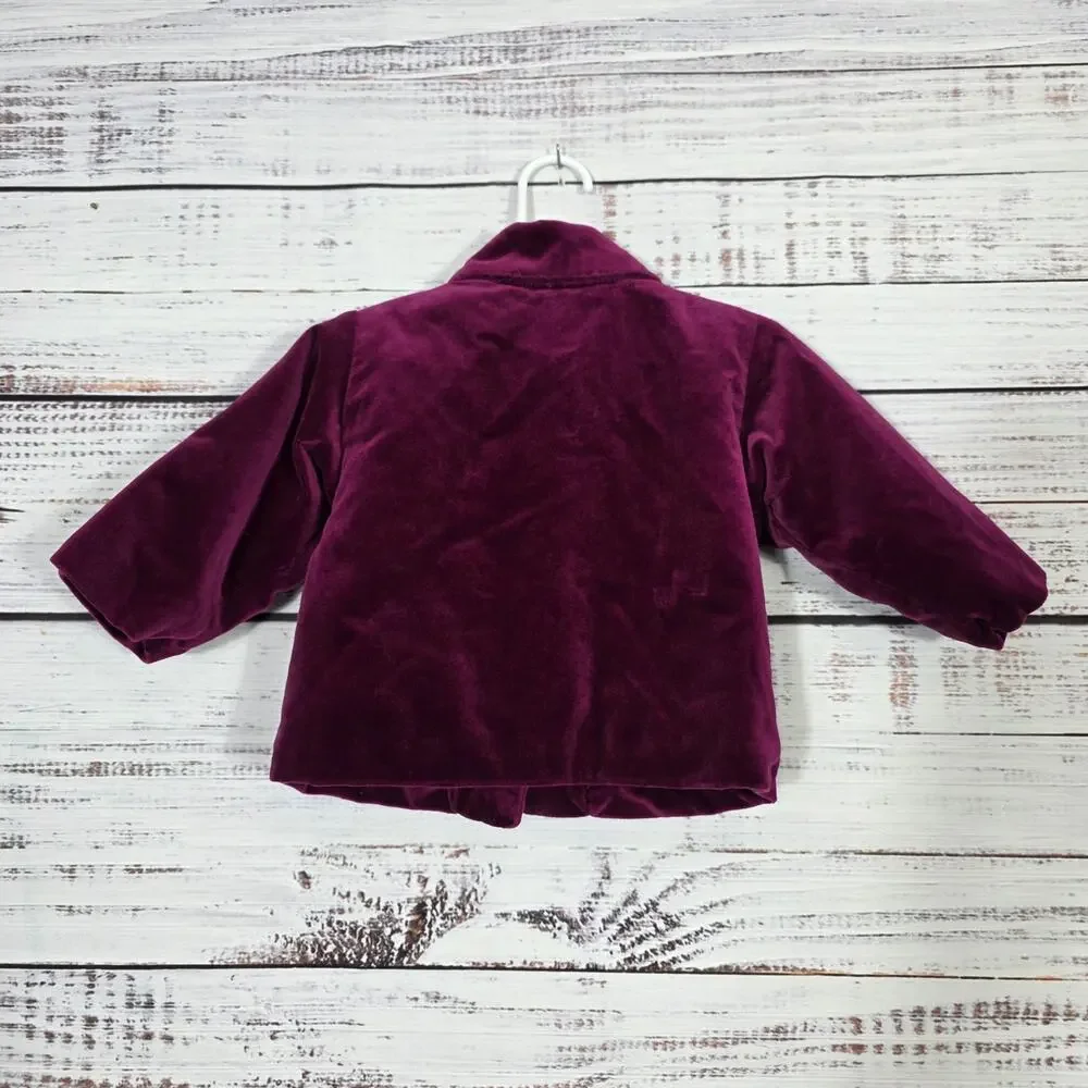 VTG Baby Gap 3-12 Months Purple Velour Mandarin Toggle Jacket